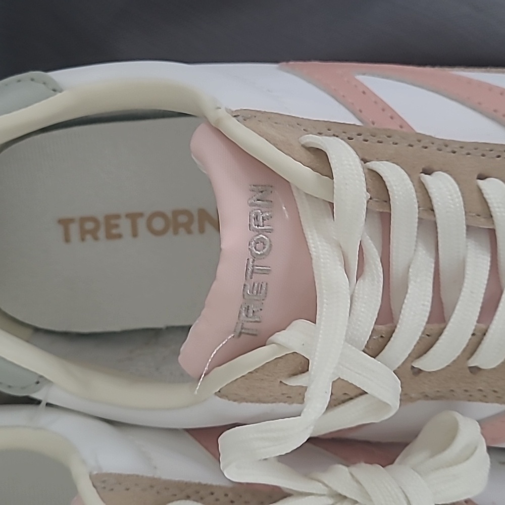 Tretorn Women's White, Pink, and Tan Sneakers - Picture 3 of 4